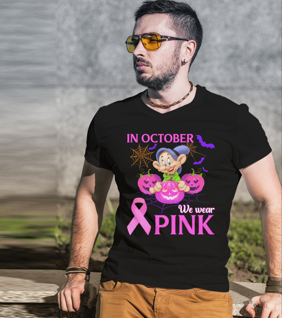 In October We Wear Pink Dopey Halloween Breast Cancer Awareness T-Shirt