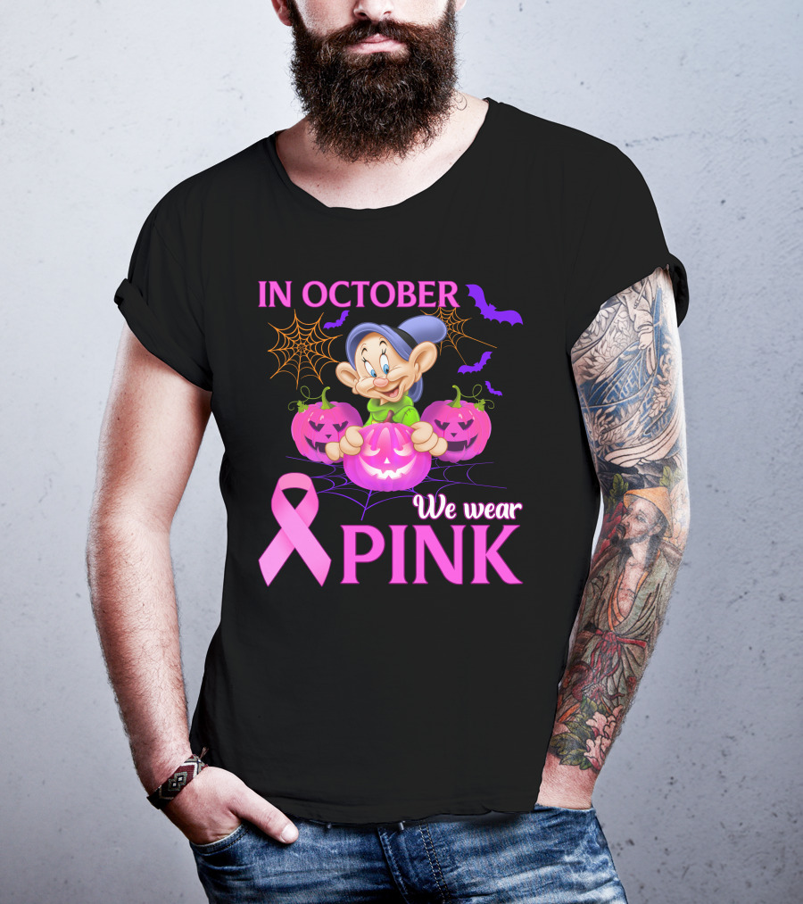 In October We Wear Pink Dopey Halloween Breast Cancer Awareness T-Shirt