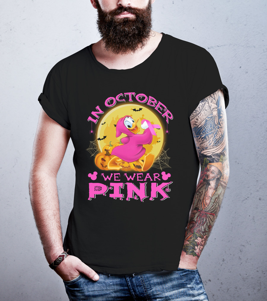 In October We Wear Pink Donald Duck Halloween T-Shirt