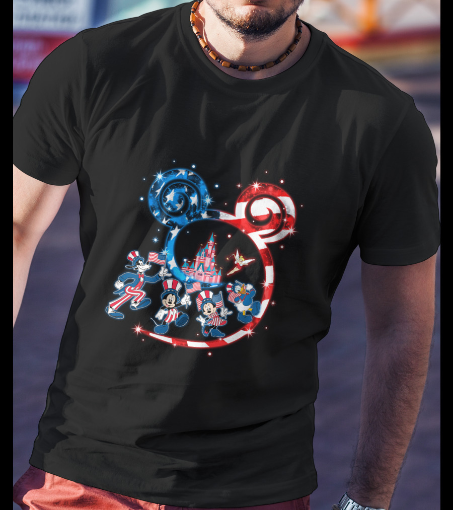 Mickey Mouse Patriotic Bling Donald Duck Goofy 4Th Of July Celebration T-Shirt