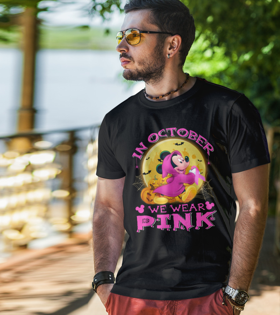 In October We Wear Pink Mickey Halloween T-Shirt