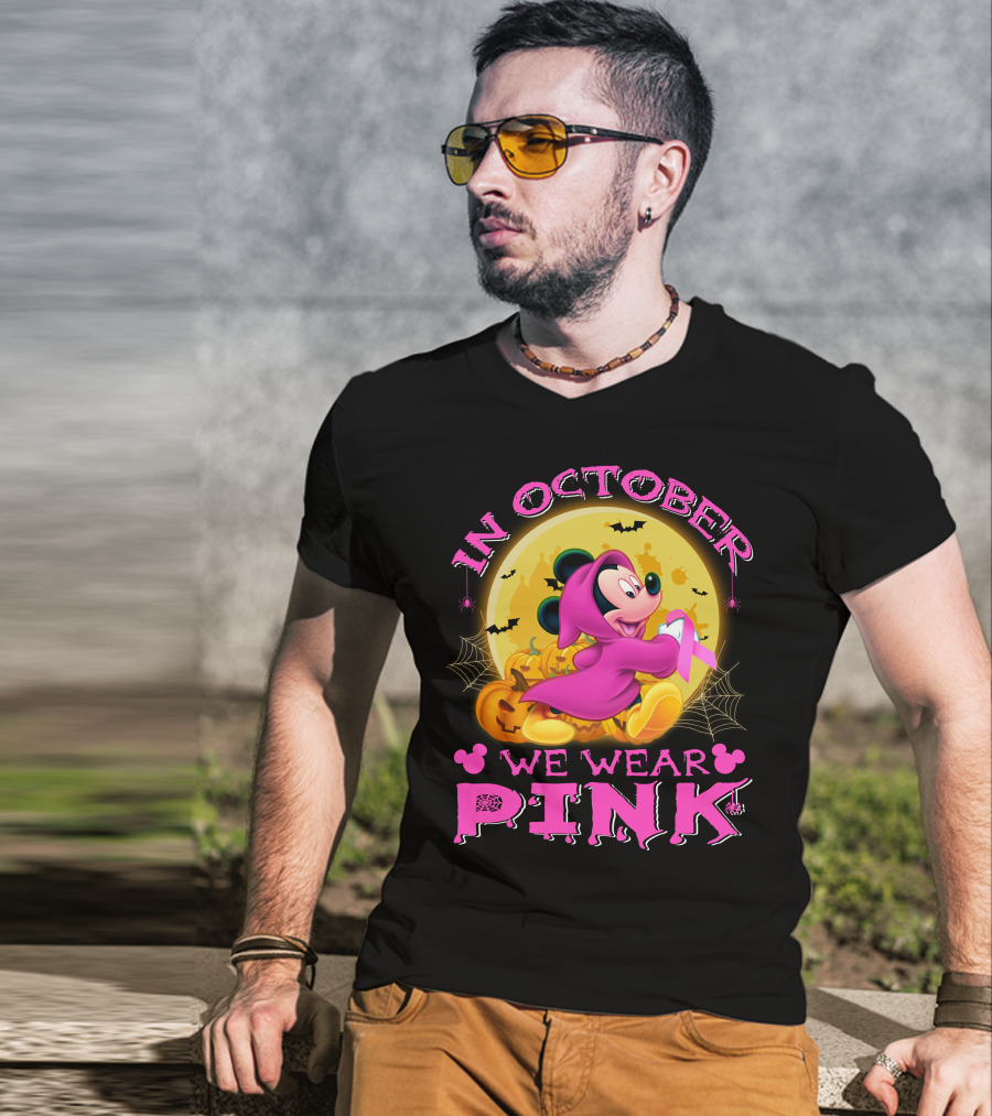 In October We Wear Pink Mickey Halloween T-Shirt