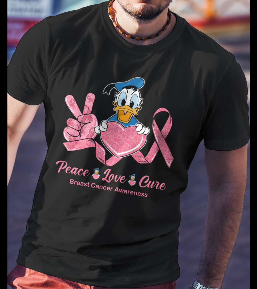 Peace Love Cure Donald Breast Cancer Awareness T-Shirt
