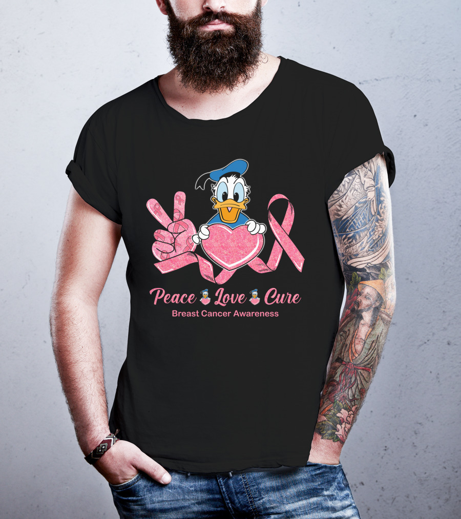 Peace Love Cure Donald Breast Cancer Awareness T-Shirt