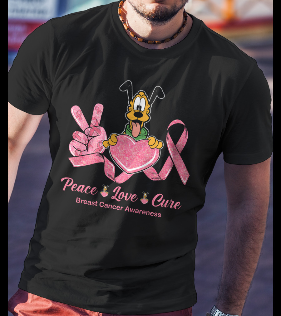 Peace Love Cure Breast Cancer Awareness T-Shirt