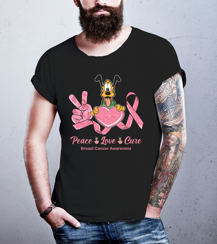 Peace Love Cure Breast Cancer Awareness T-Shirt