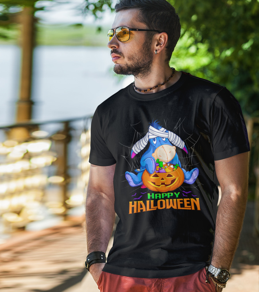 Eeyore Happy Halloween Pumpkin Candy Basket T-Shirt