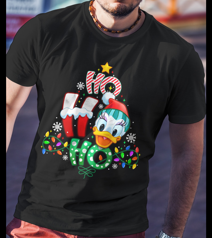 Ho Ho Ho Daisy Duck Christmas Lights And Snowflakes T-Shirt
