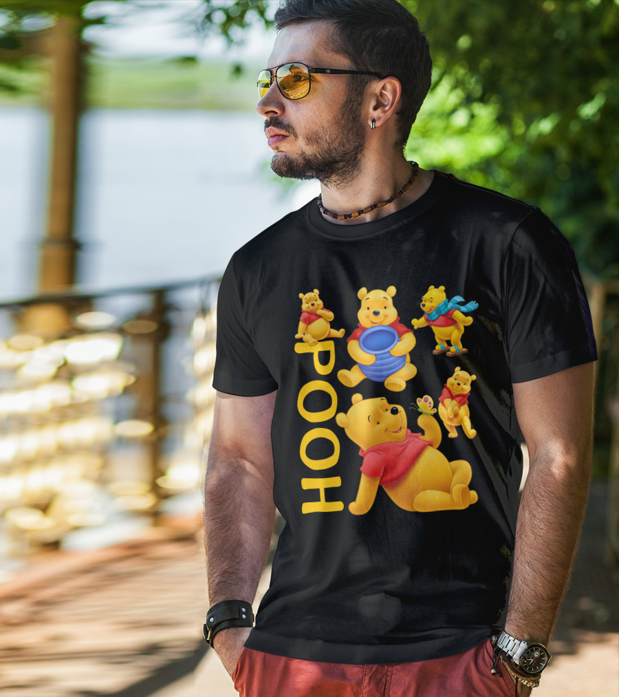 Pooh With Honey Pot And Playful Poses T-Shirt