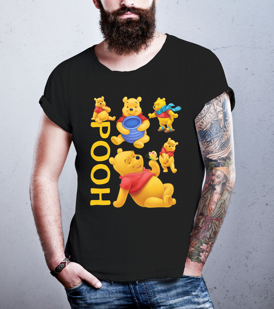 Pooh With Honey Pot And Playful Poses T-Shirt