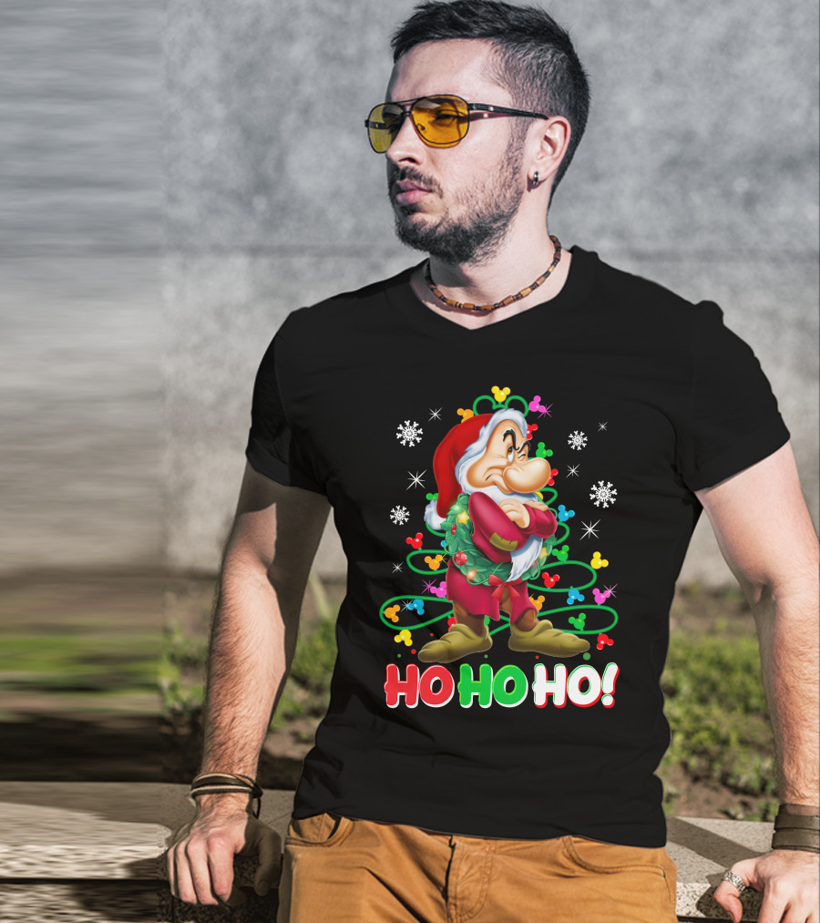 Grumpy Ho Ho Ho Christmas Mickey Snowflakes Disneyland T-Shirt