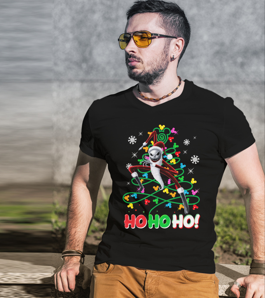 Jack Skellington Christmas Ho Ho Ho Santa Costume Snowflakes Disney Holiday T-Shirt