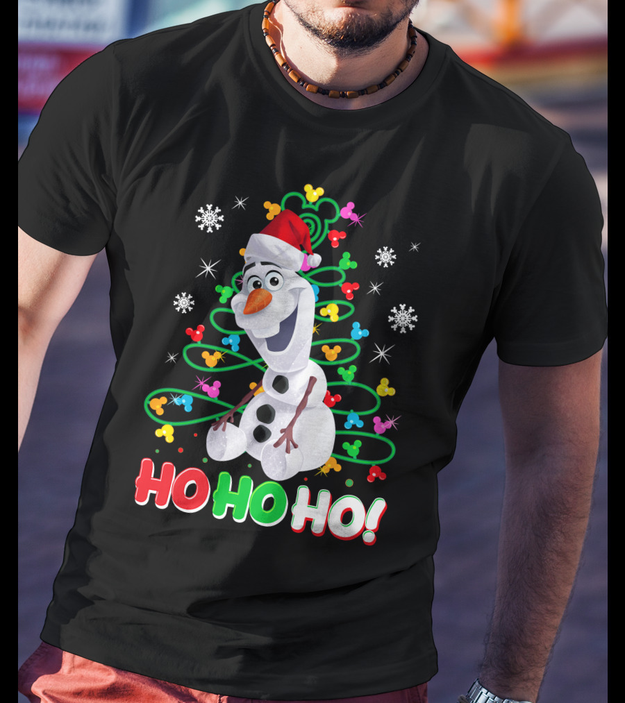 Olaf Christmas Santa Hat Snowflakes Ho Ho Ho Disney Frozen T-Shirt
