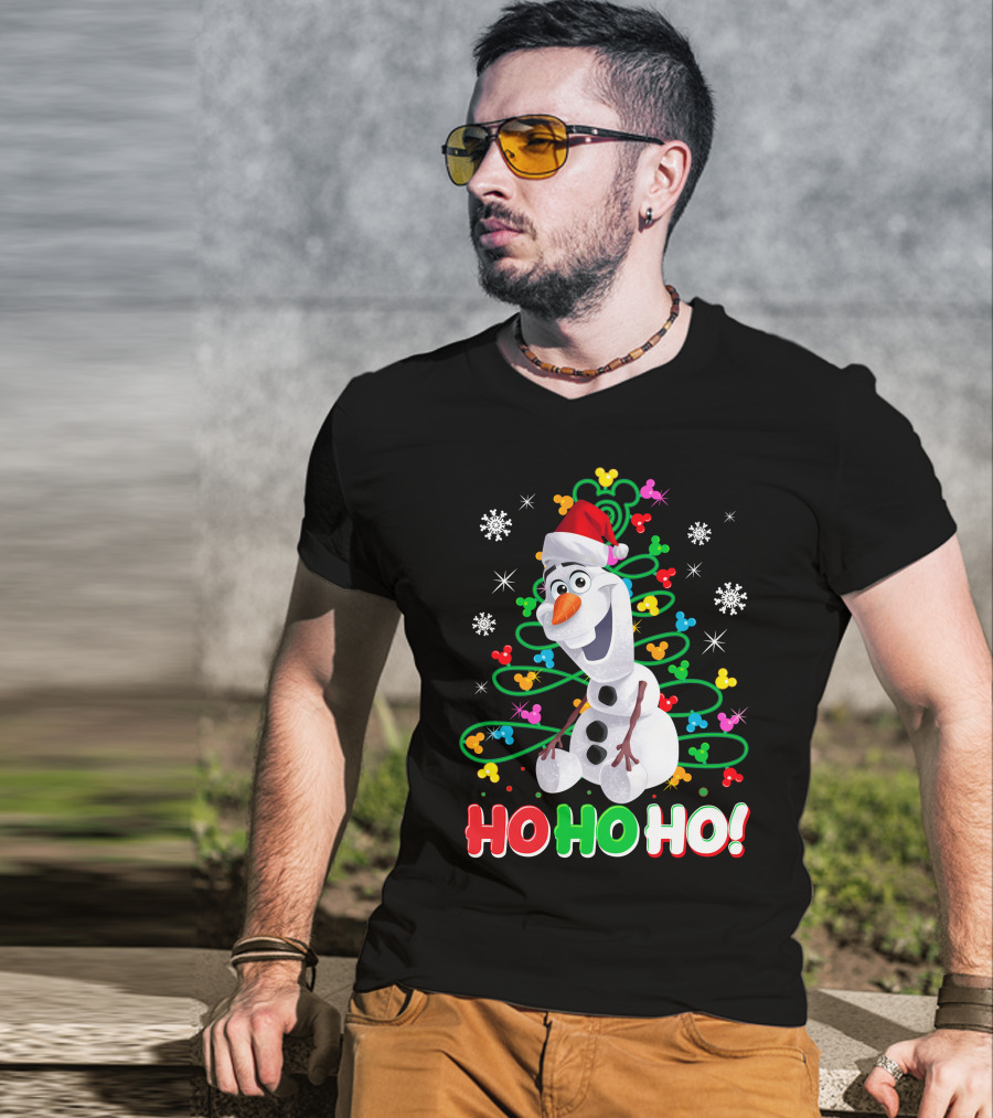 Olaf Christmas Santa Hat Snowflakes Ho Ho Ho Disney Frozen T-Shirt