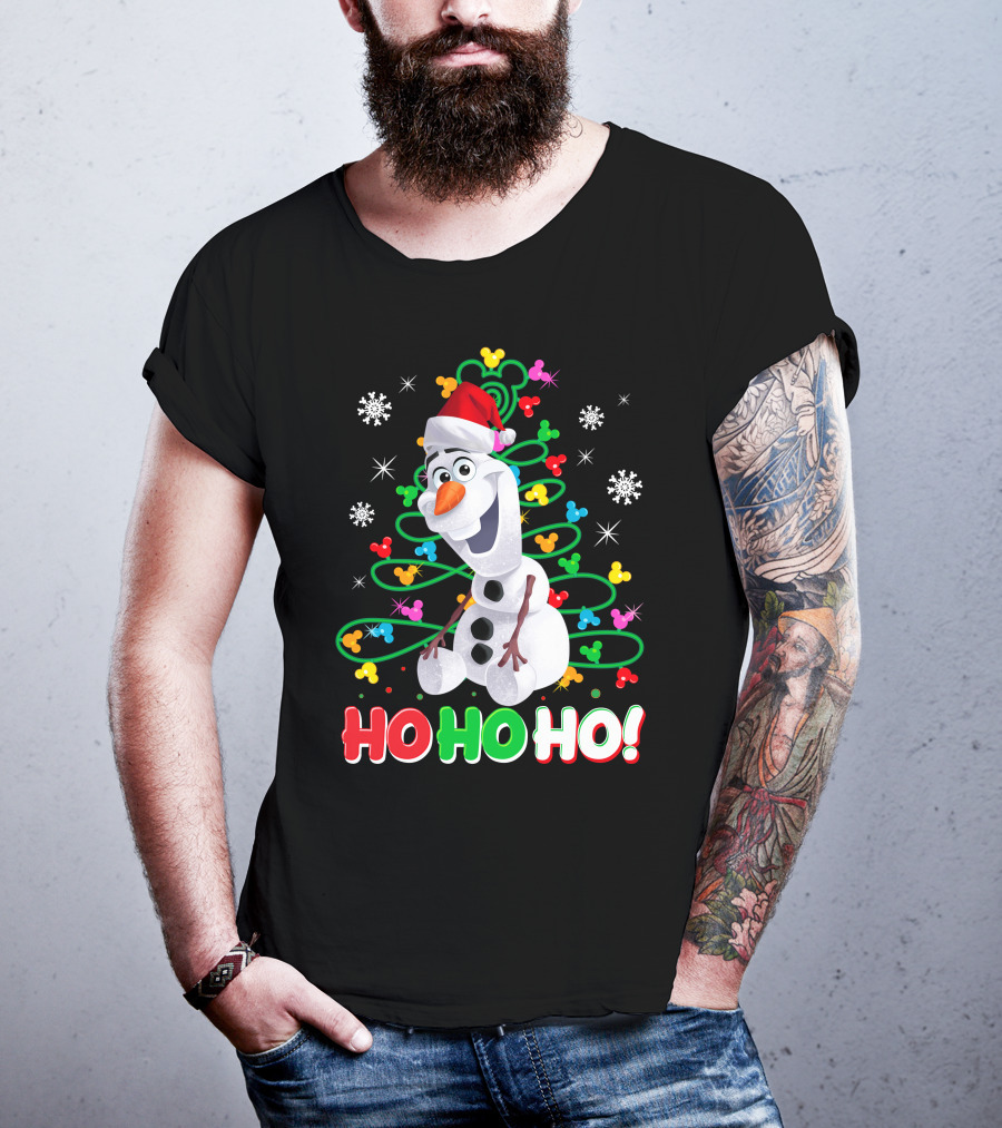 Olaf Christmas Santa Hat Snowflakes Ho Ho Ho Disney Frozen T-Shirt