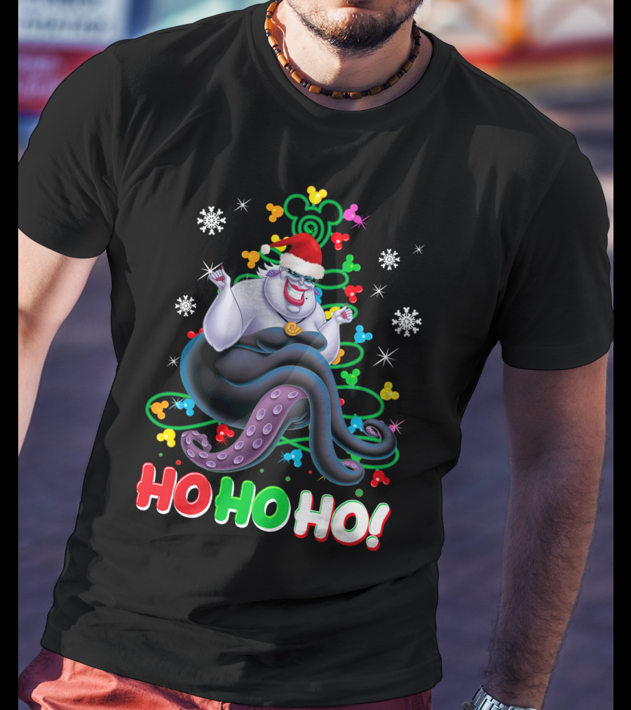 Ursula Christmas Ho Ho Ho Santa Hat Snowflakes T-Shirt