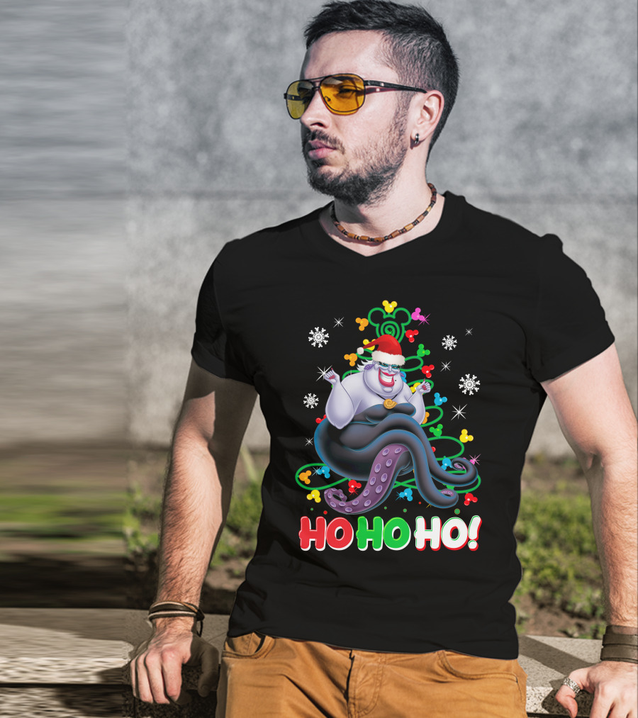 Ursula Christmas Ho Ho Ho Santa Hat Snowflakes T-Shirt