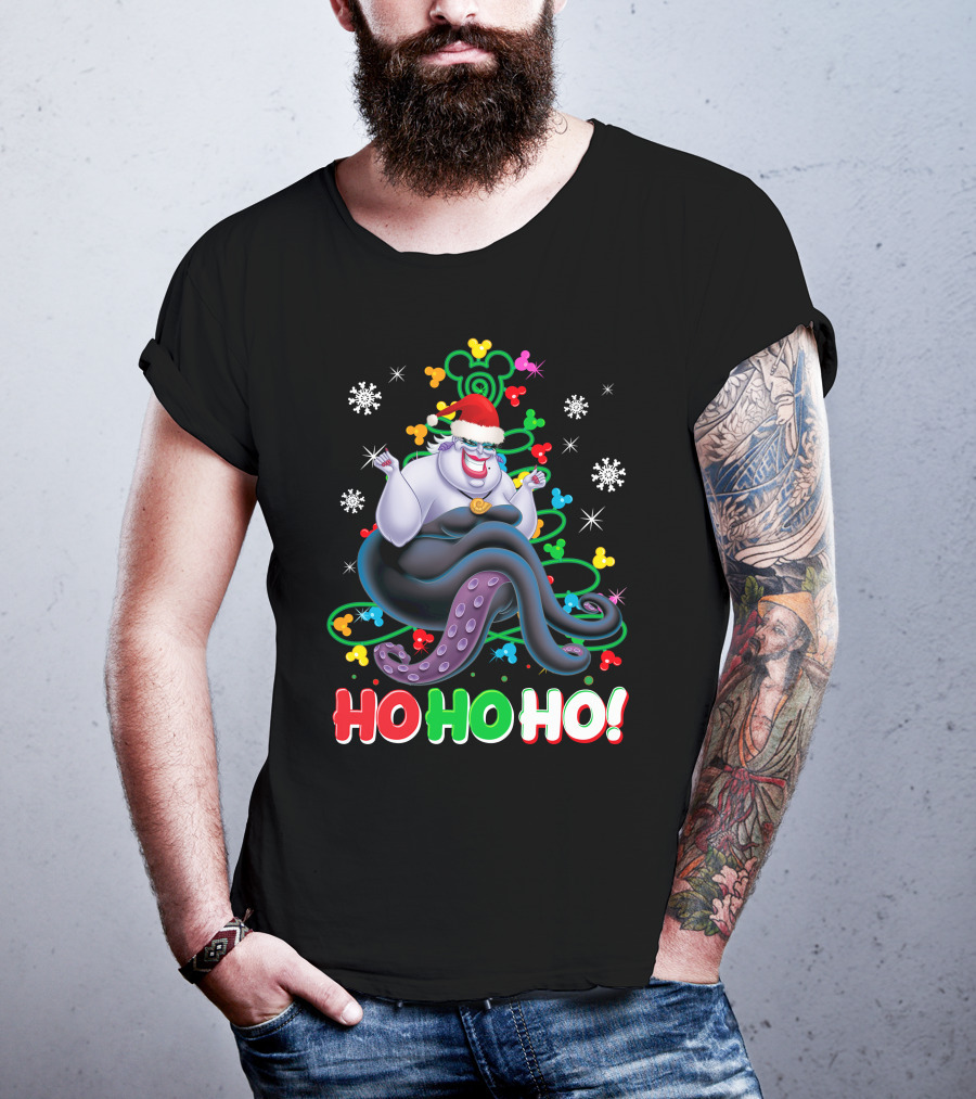 Ursula Christmas Ho Ho Ho Santa Hat Snowflakes T-Shirt