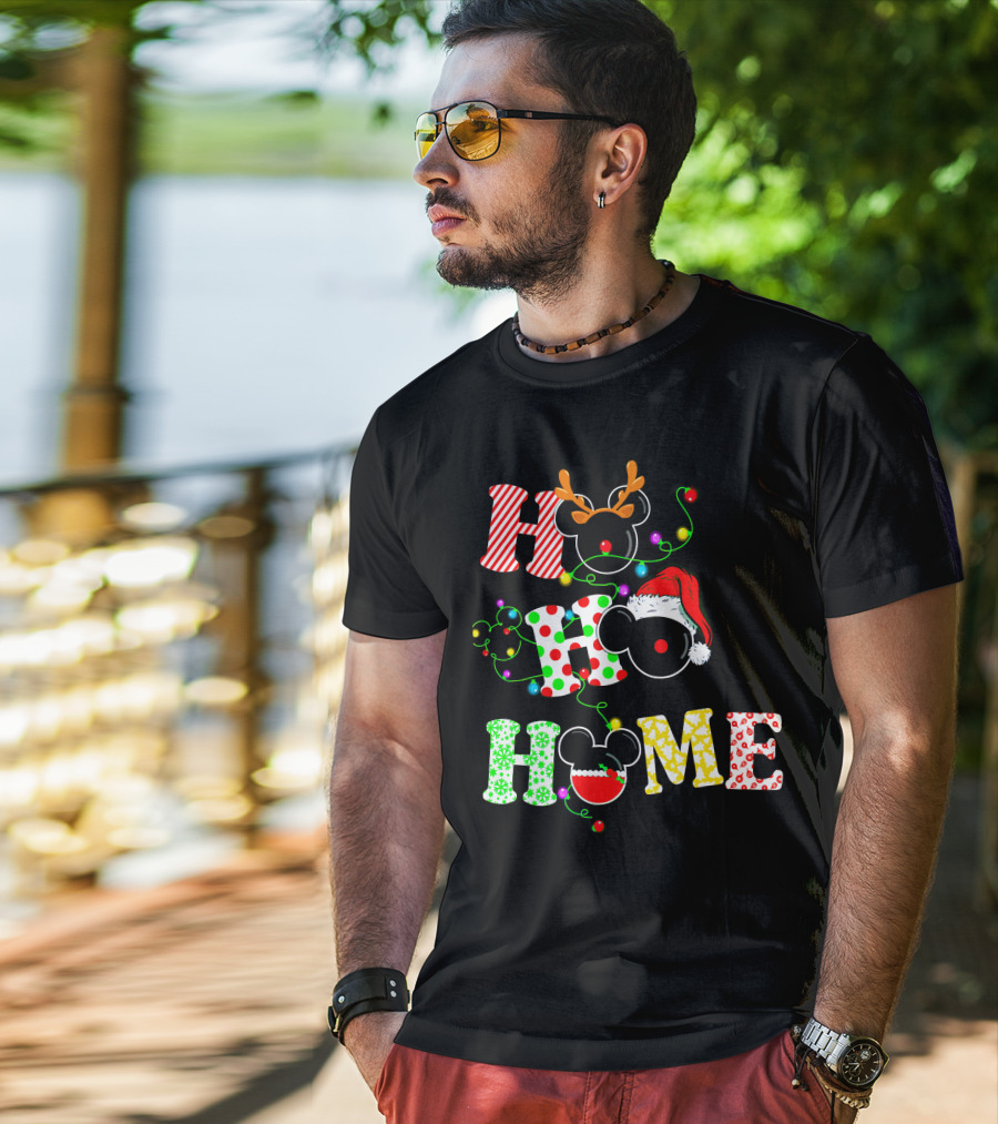 Ho Ho Ho Me Mickey Head Christmas Lights T-Shirt
