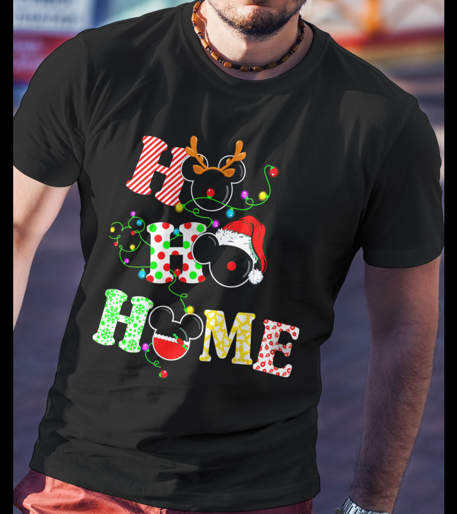 Ho Ho Ho Me Mickey Head Christmas Lights T-Shirt
