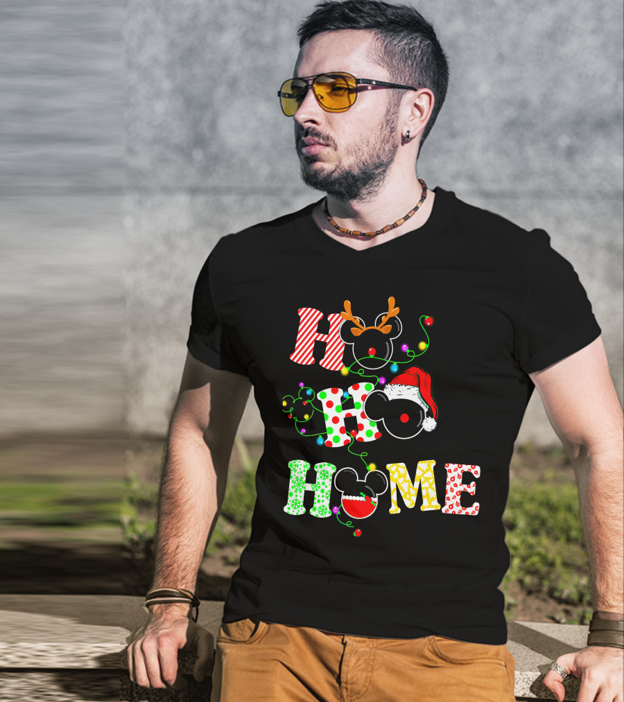 Ho Ho Ho Me Mickey Head Christmas Lights T-Shirt
