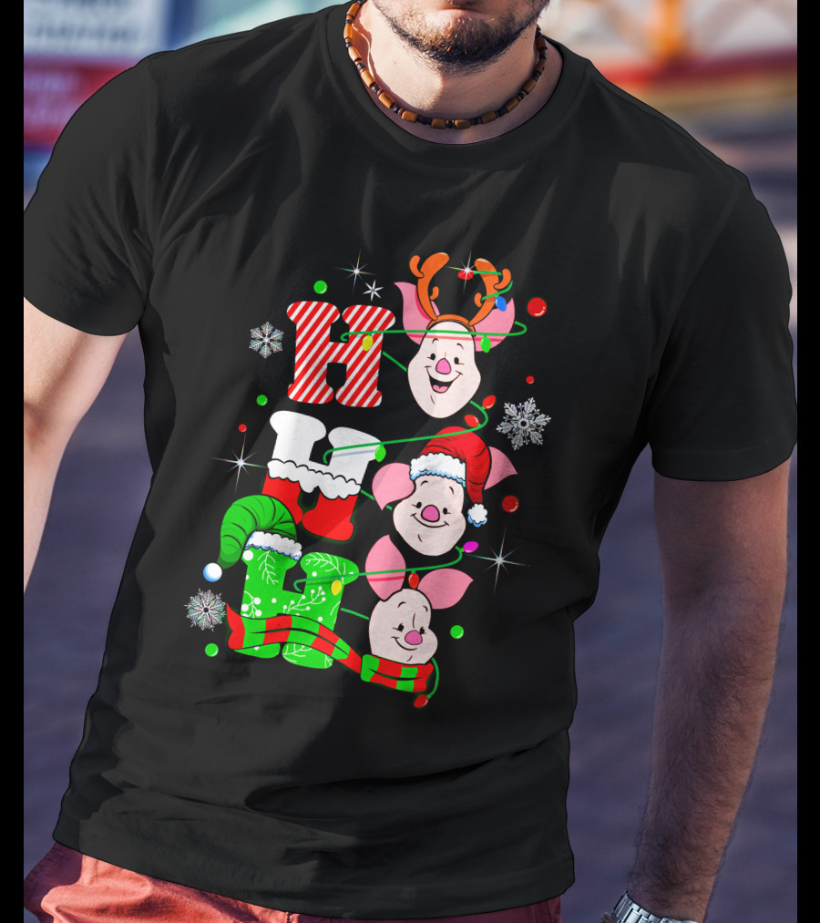 Holiday Piglet H O H Christmas Cheer T-Shirt
