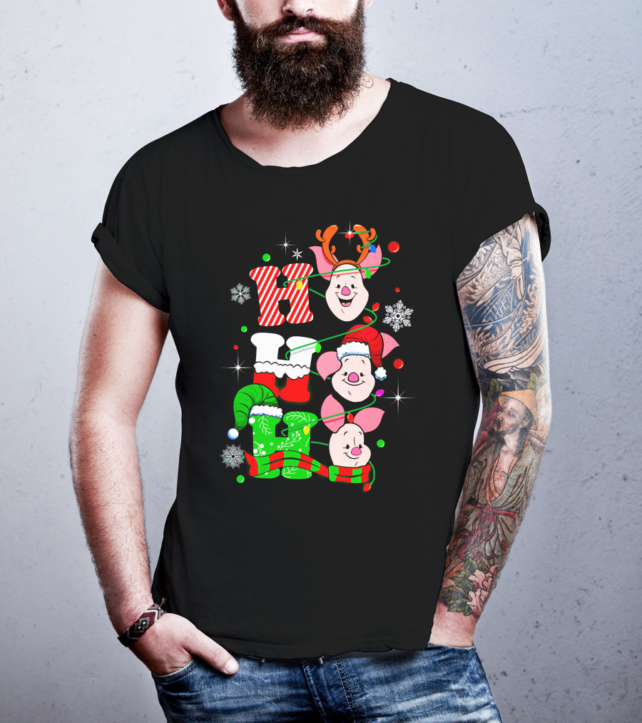 Holiday Piglet H O H Christmas Cheer T-Shirt