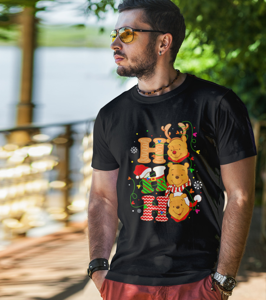Ho Ho Ho Pooh Christmas Holiday Theme T-Shirt