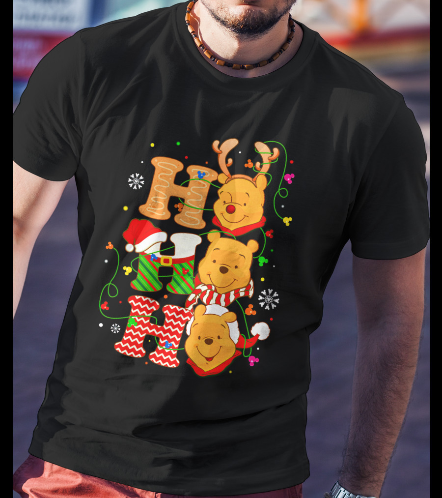 Ho Ho Ho Pooh Christmas Holiday Theme T-Shirt