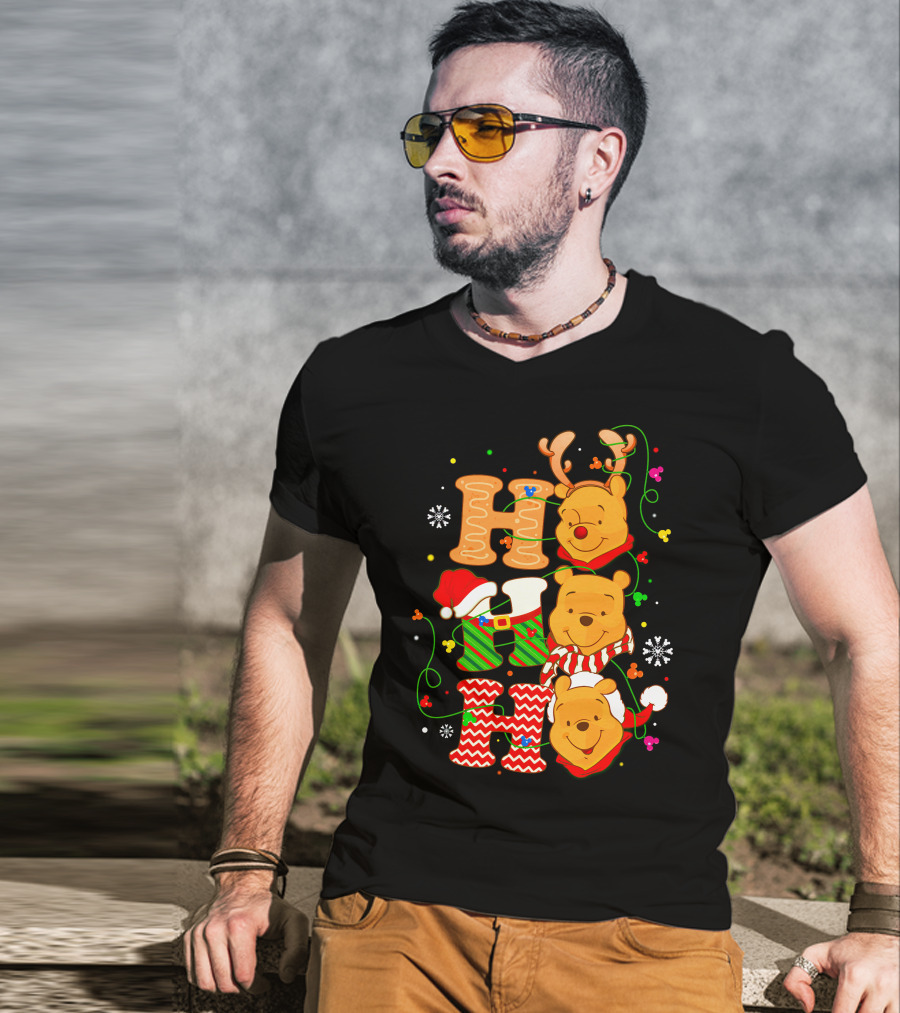 Ho Ho Ho Pooh Christmas Holiday Theme T-Shirt