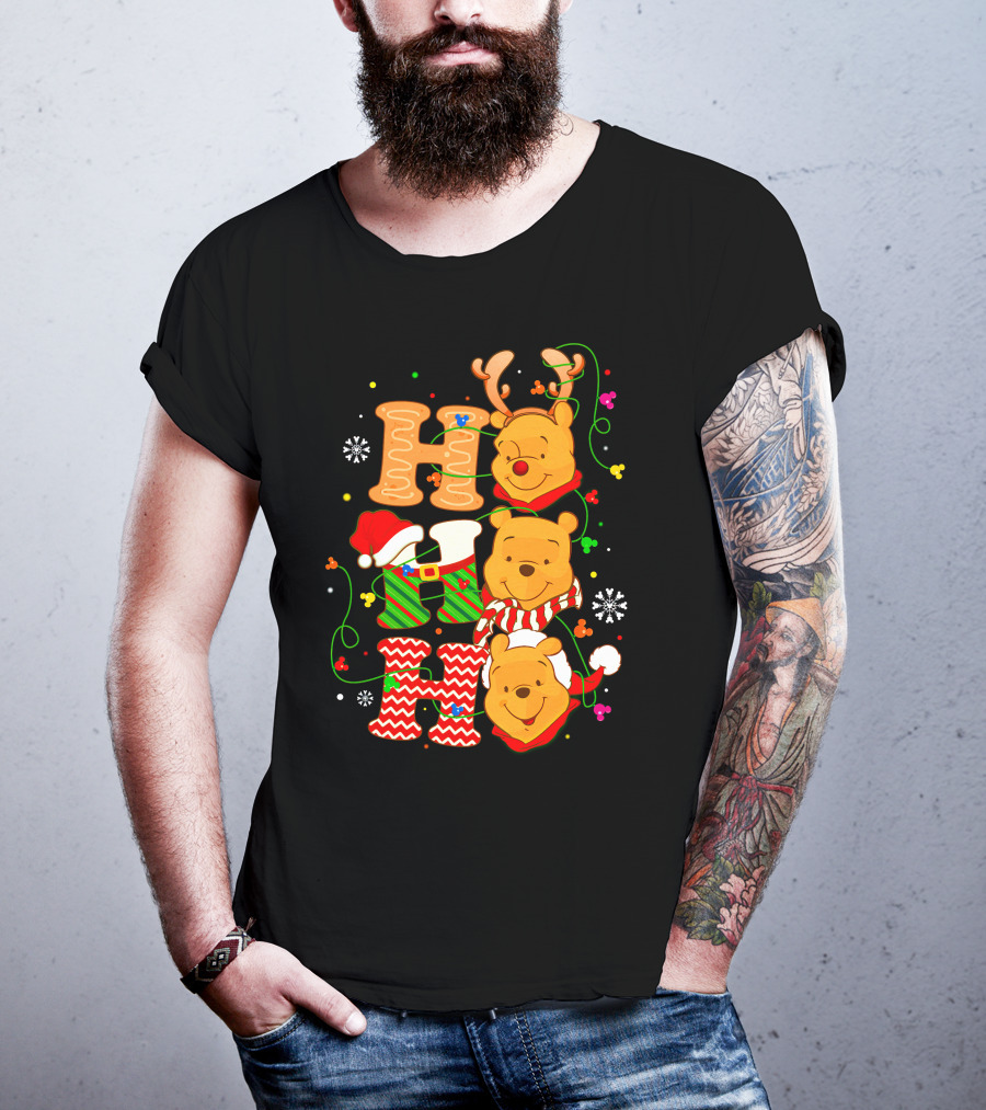 Ho Ho Ho Pooh Christmas Holiday Theme T-Shirt