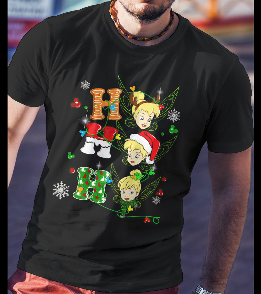 Tinker Bell Christmas Holiday Cheer With Gingerbread And Santa Hats T-Shirt