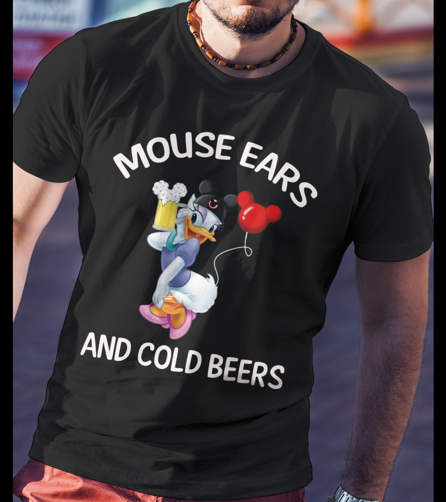 Mouse Ears And Cold Beers Daisy Duck Balloon And Beer Cartoon T-Shirt