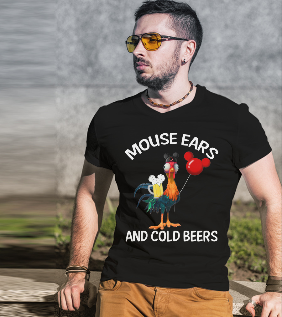 Mouse Ears And Cold Beers Heihei Balloon Beer Rooster T-Shirt
