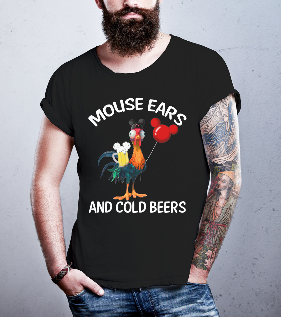 Mouse Ears And Cold Beers Heihei Balloon Beer Rooster T-Shirt