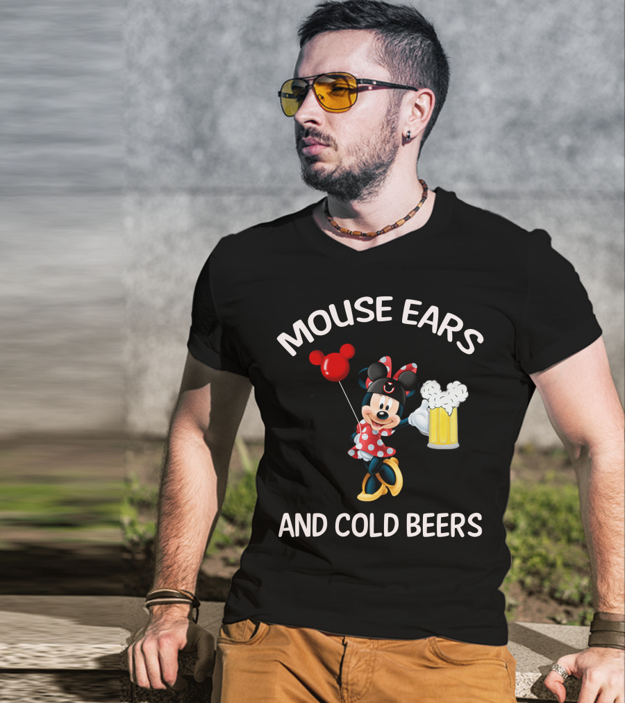 Minnie Mouse Ears And Cold Beers Balloon And Mug T-Shirt