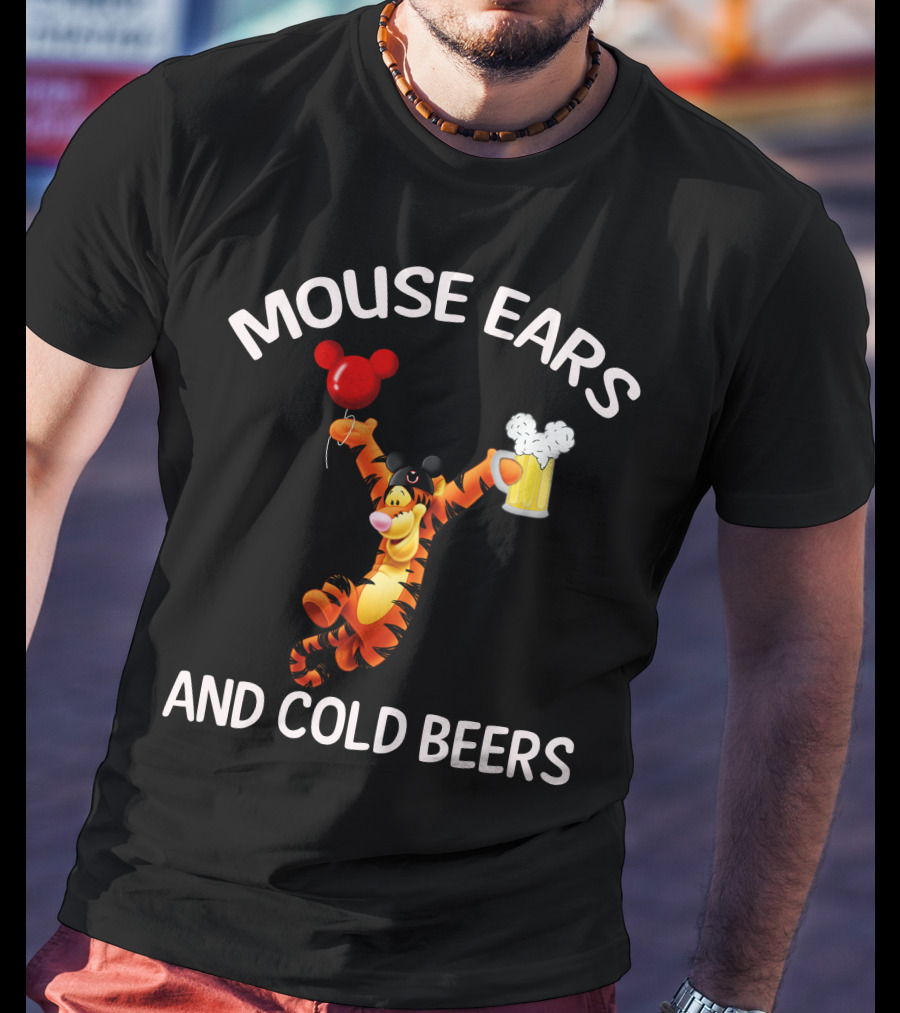 Mouse Ears And Cold Beers Tigger Balloon And Beer Mug T-Shirt
