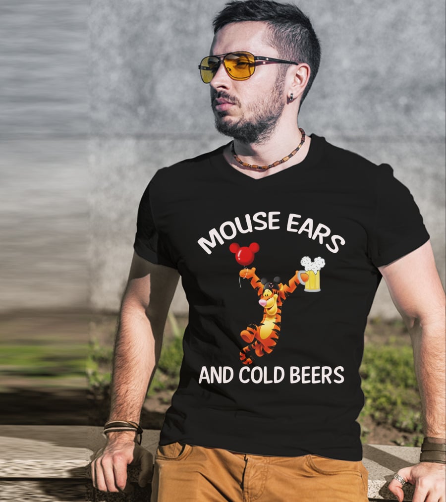 Mouse Ears And Cold Beers Tigger Balloon And Beer Mug T-Shirt