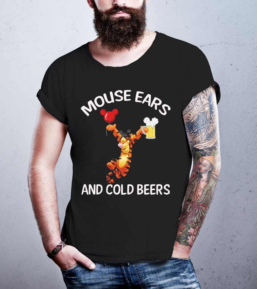 Mouse Ears And Cold Beers Tigger Balloon And Beer Mug T-Shirt