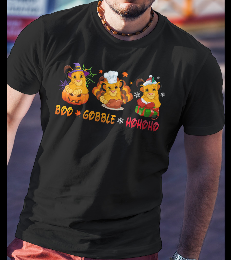 Boo Gobble Hohoho Lion Cub Holidays T-Shirt