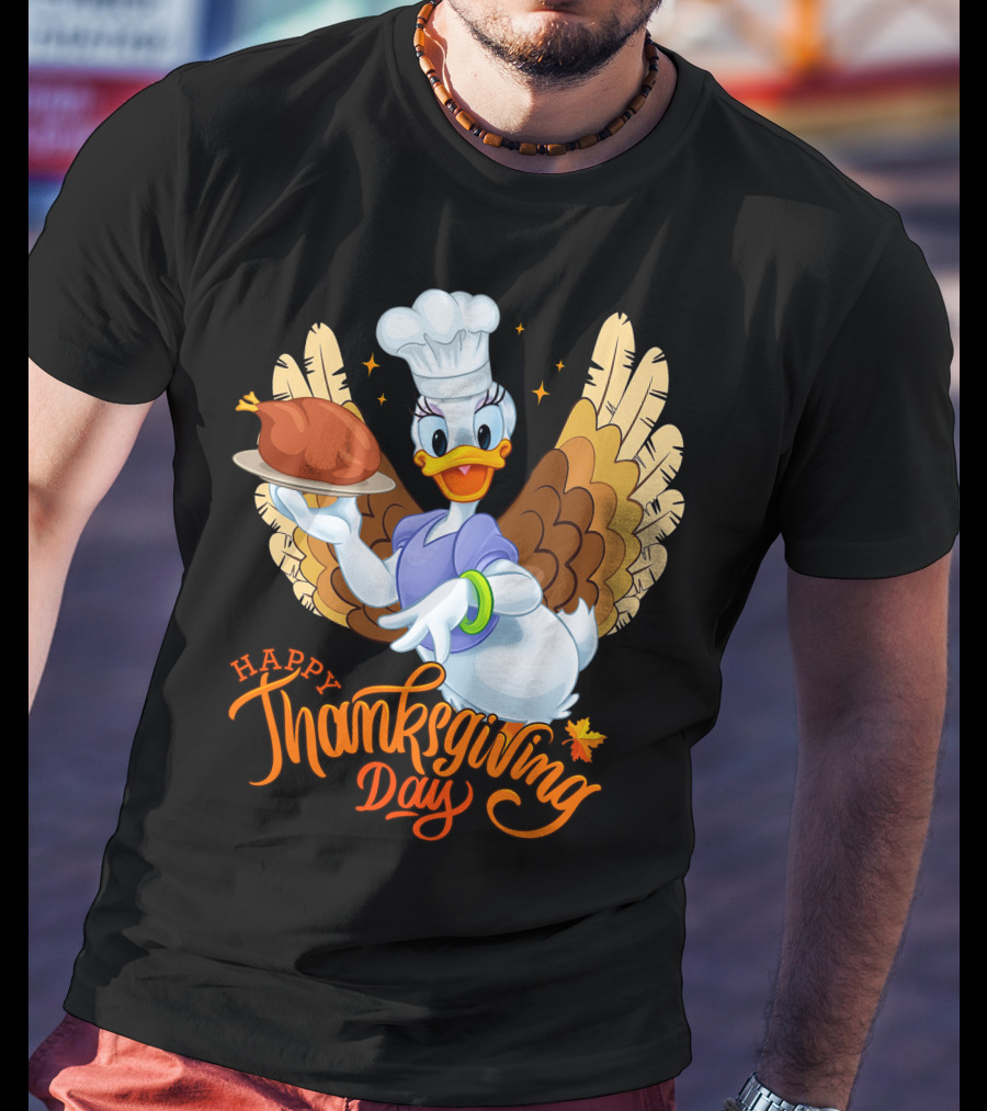 Happy Thanksgiving Day Daisy Duck Turkey Chef T-Shirt