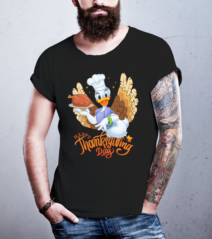 Happy Thanksgiving Day Daisy Duck Turkey Chef T-Shirt