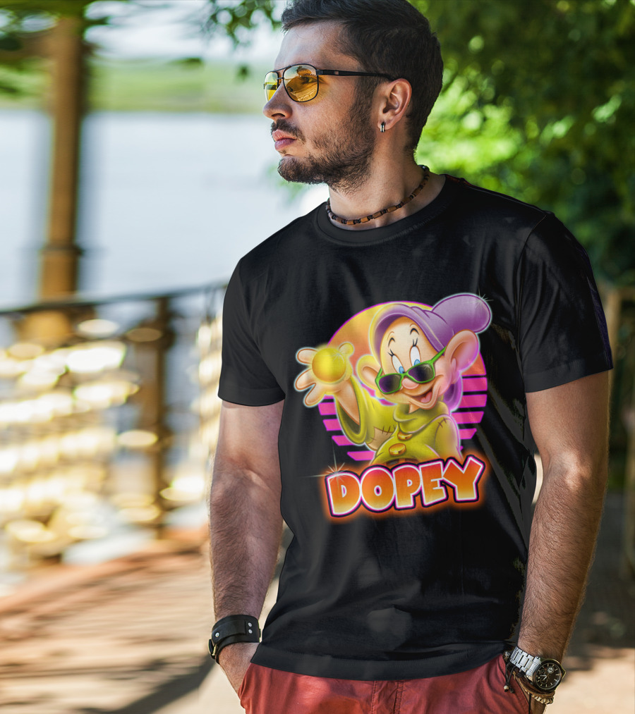Dopey Retro Sunglasses Glow Neon Style T-Shirt