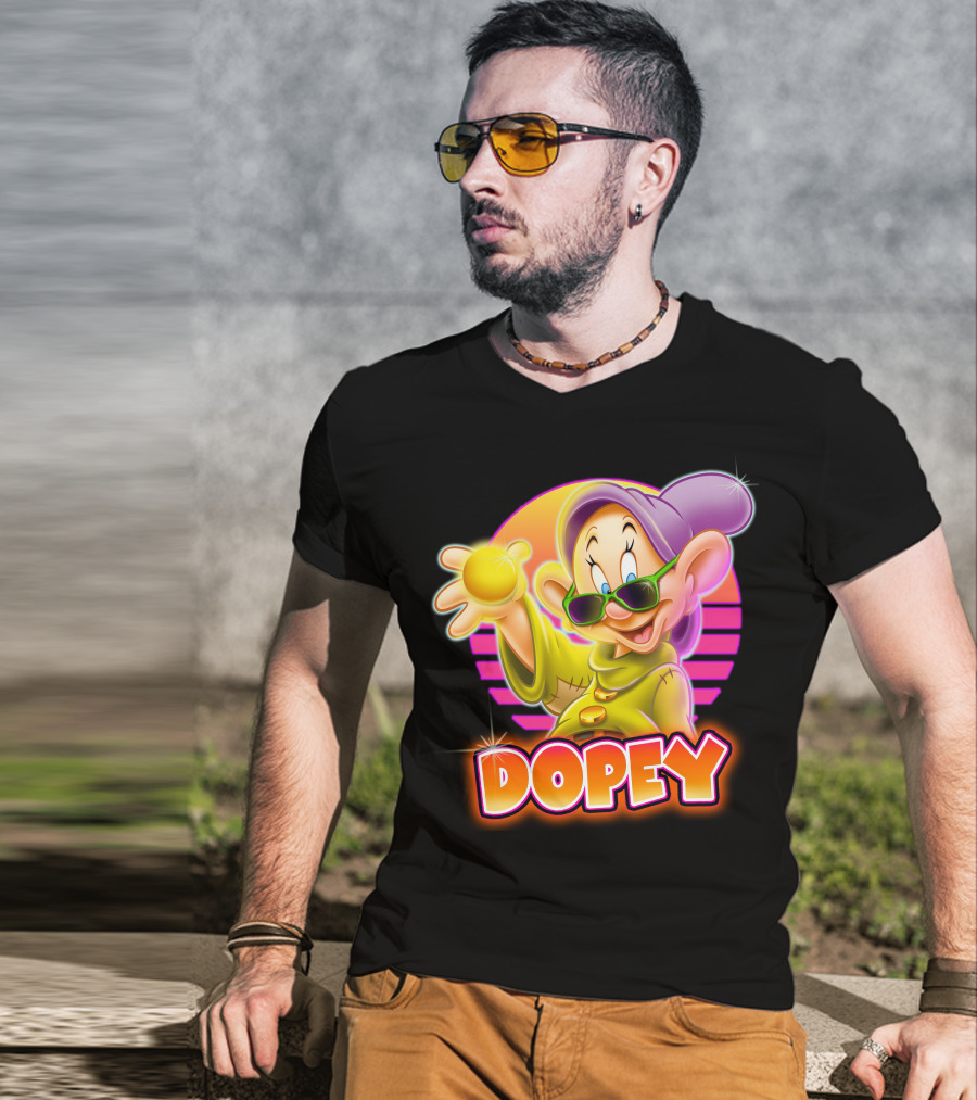 Dopey Retro Sunglasses Glow Neon Style T-Shirt