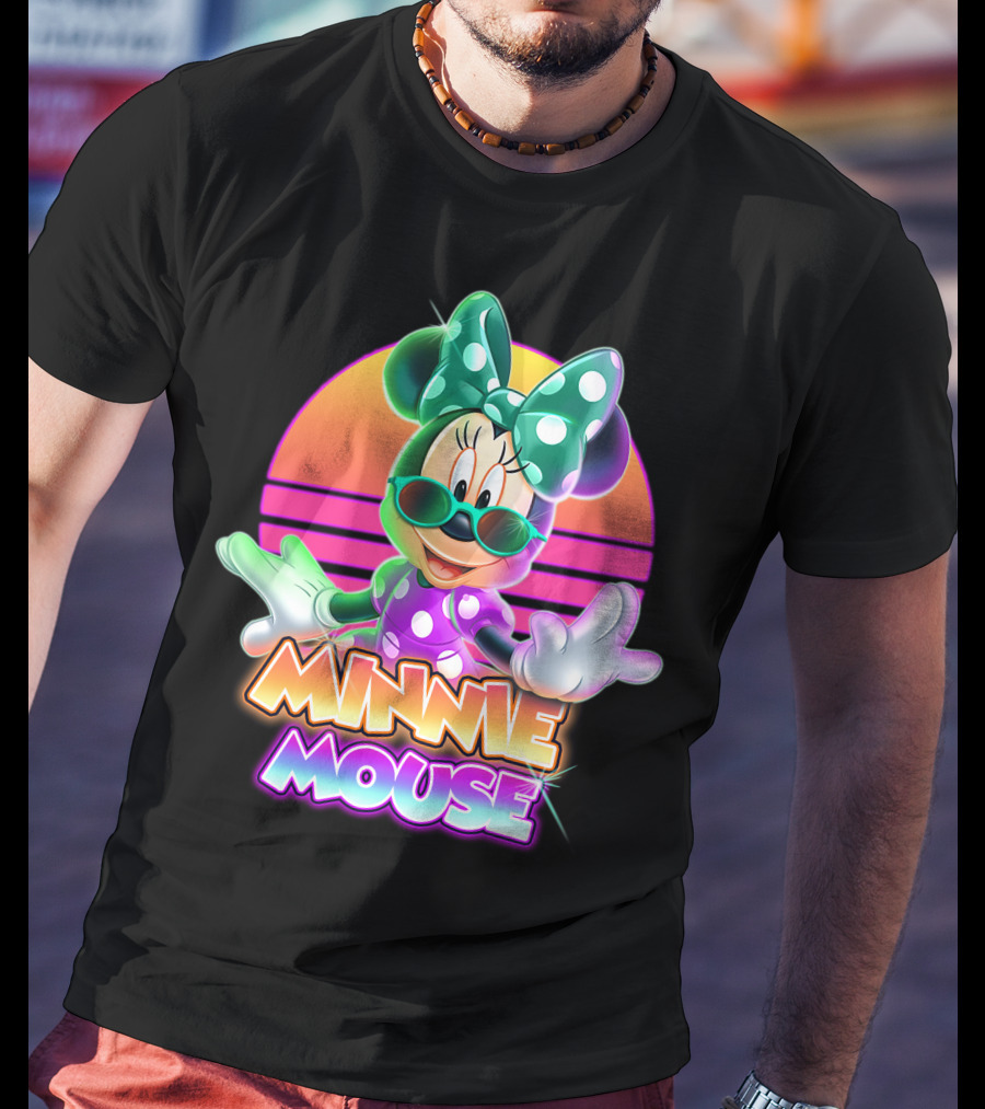 Minnie Mouse Retro Sunset Neon Style T-Shirt