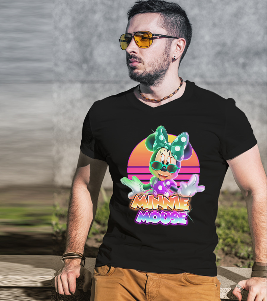 Minnie Mouse Retro Sunset Neon Style T-Shirt