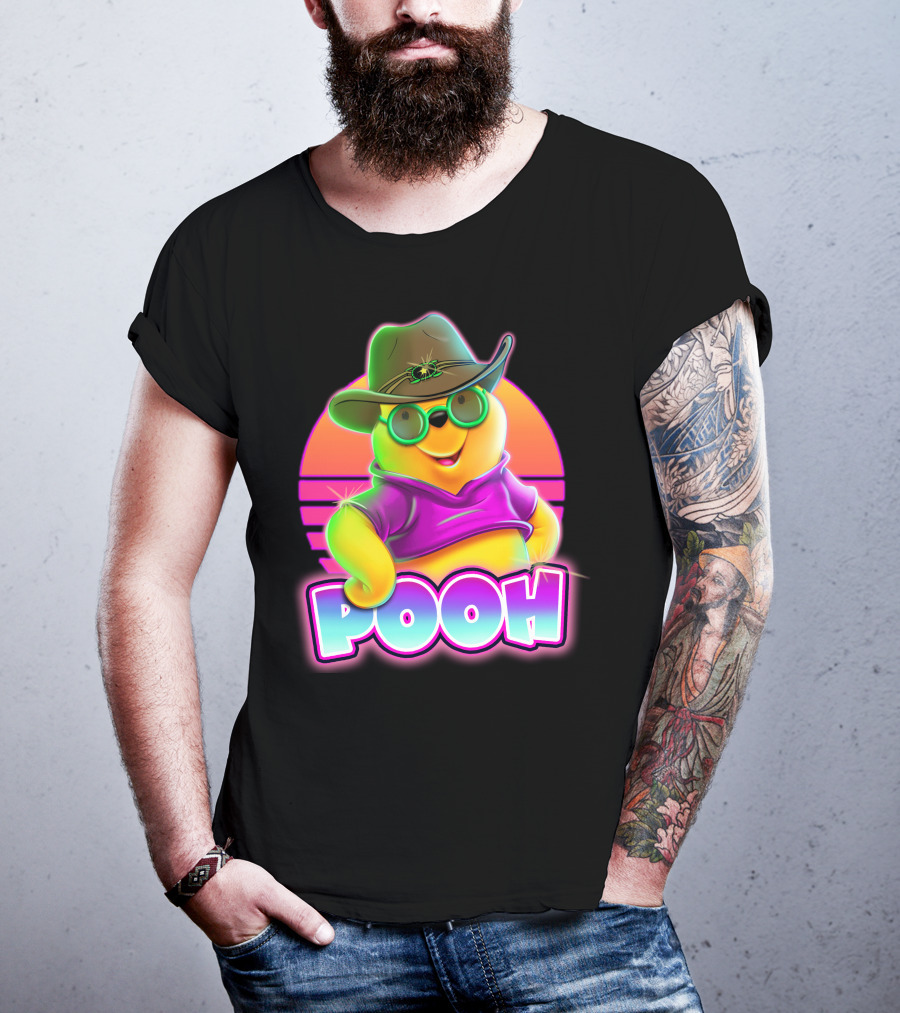 Pooh Retro Cool Style With Hat And Sunglasses T-Shirt