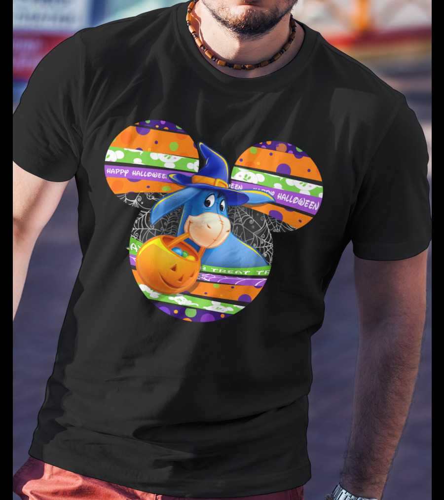 Eeyore Halloween Mickey Mouse Pumpkin Treat Happy Halloween T-Shirt
