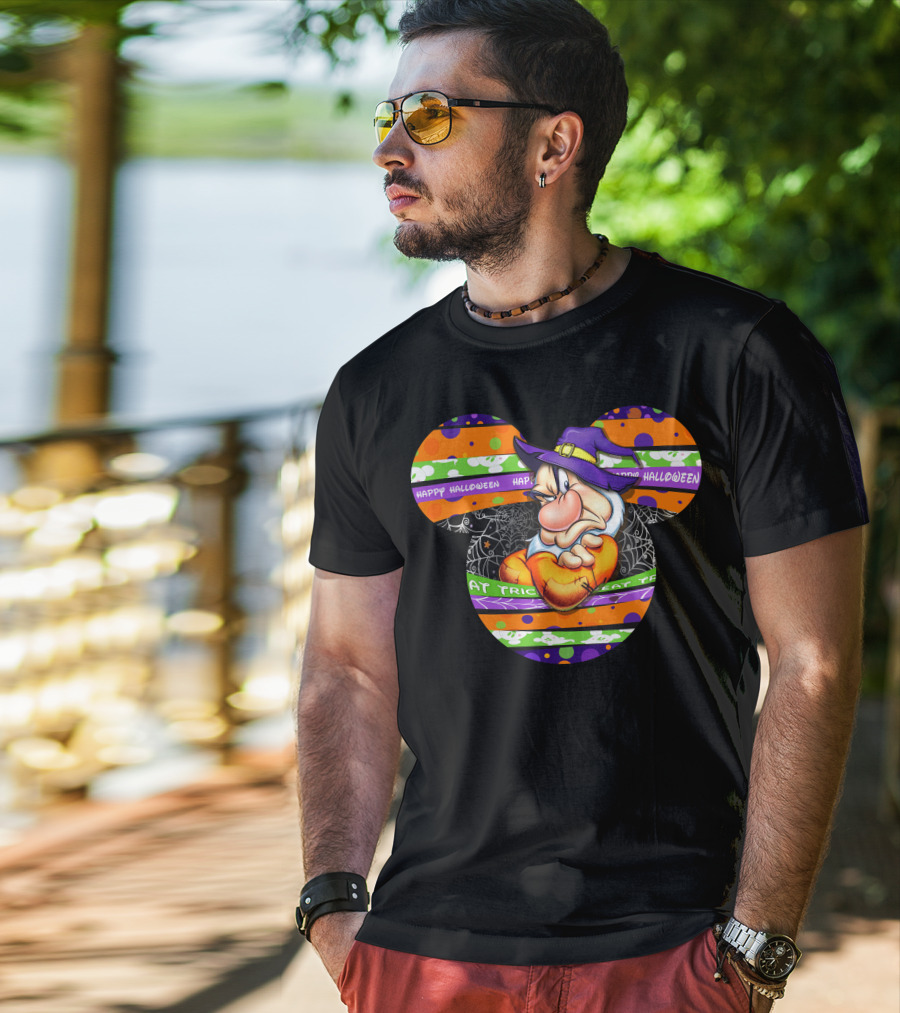 Grumpy Mickey Mouse Ears Happy Halloween Trick Or Treat T-Shirt