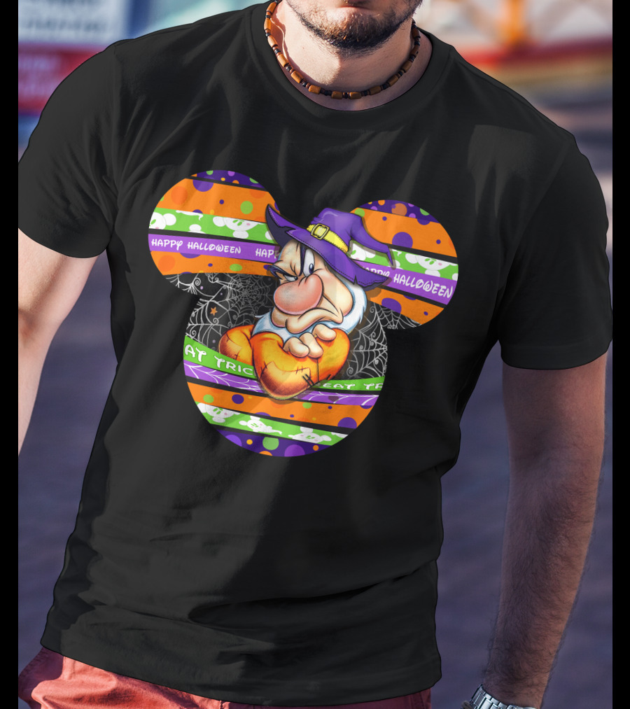 Grumpy Mickey Mouse Ears Happy Halloween Trick Or Treat T-Shirt
